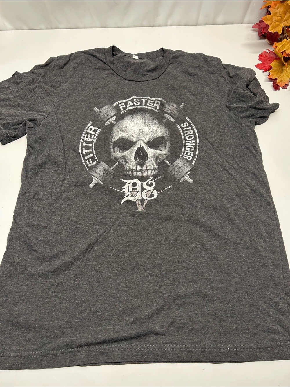 Bella Canvas Dark Gray Skull & Barbell Graphic Tee